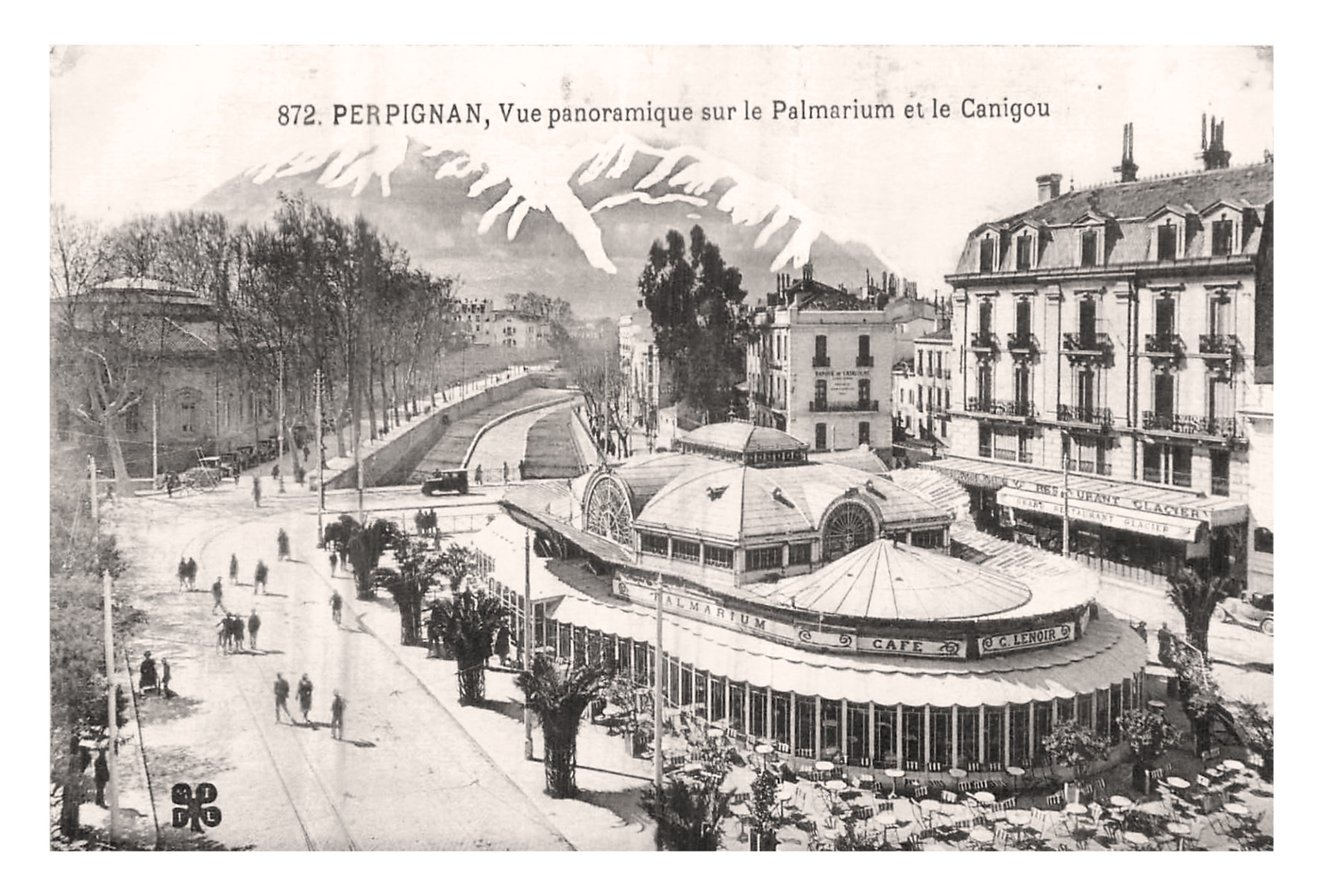 Perpignan, Pyrénées Orientales, le Palmarium et le Canigou (MTIL 872).jpg